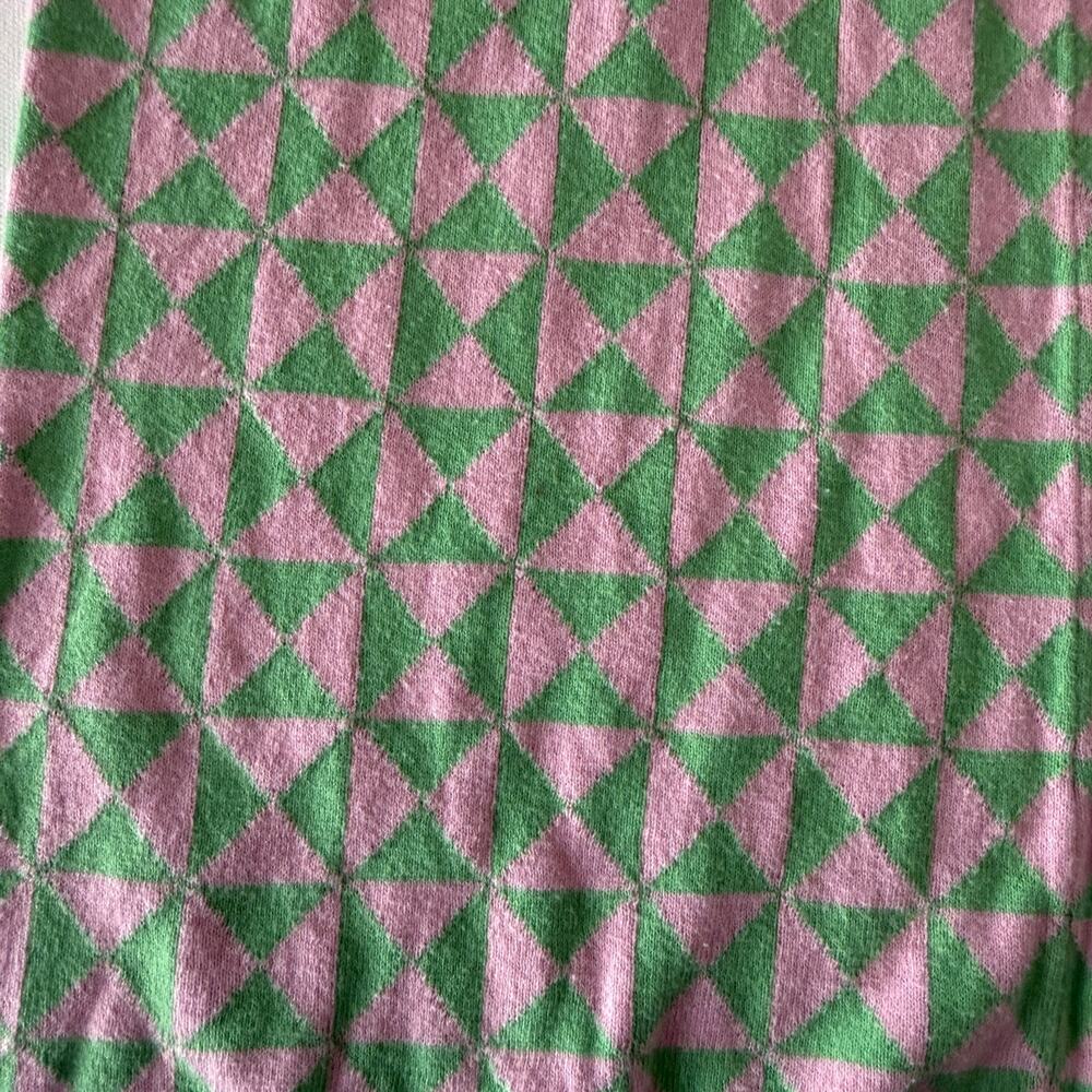 ANOTHER GIRL | Pink and Green Geometric Geo Knit Pattern Wide Leg Pants | Medium - Picture 4 of 5
